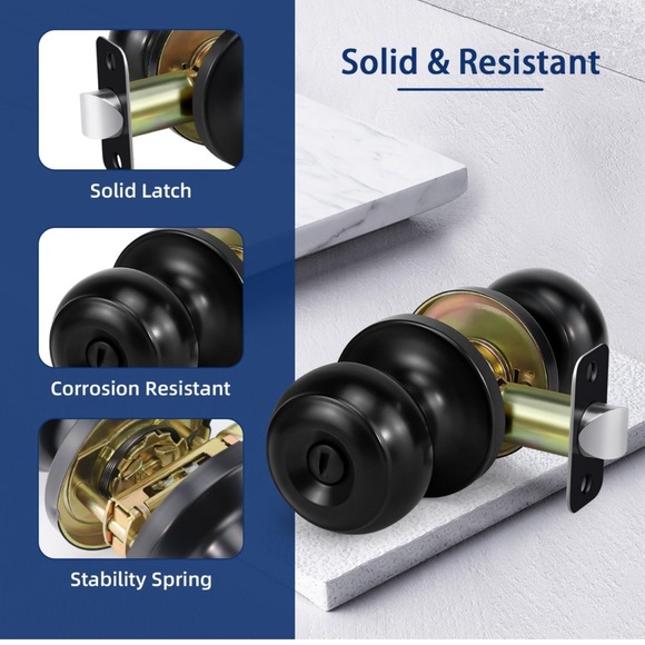 LOQRON Matte Black Privacy Door Knob - Picture 3 of 5